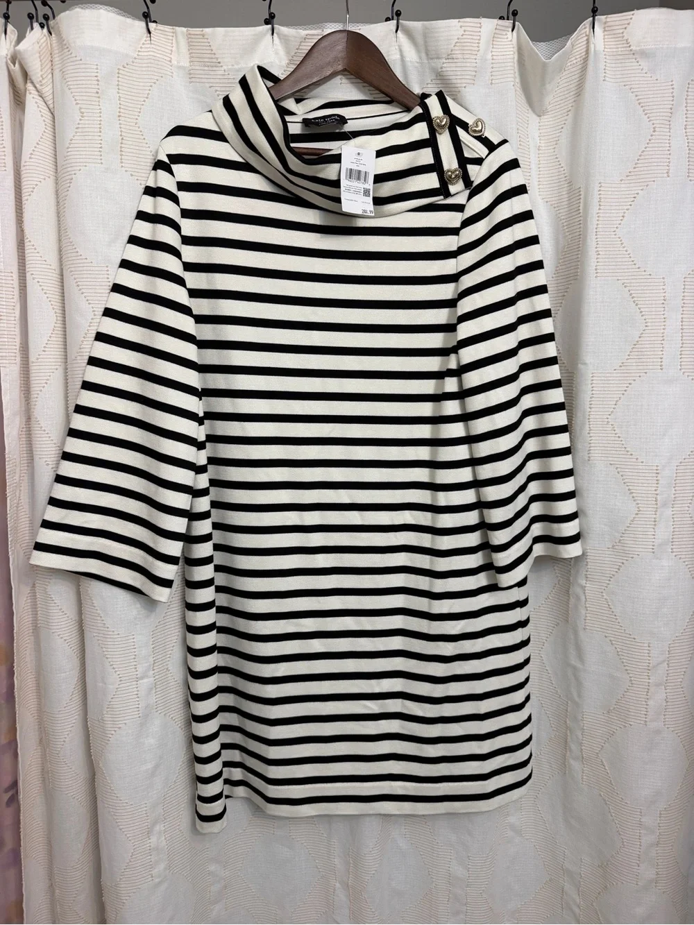 Kate Spade Black and White Striped Turtleneck Ponte Dress